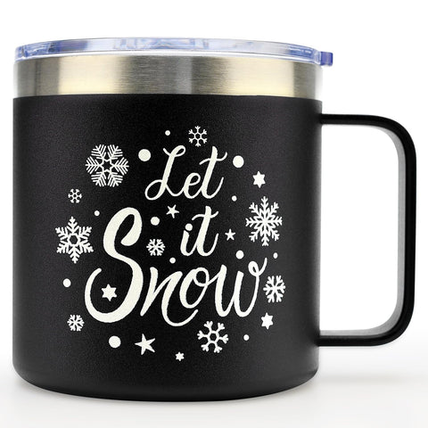 La taza renawe de 14 onzas presenta un diseño de copo de nieve, ideal como regalo festivo.