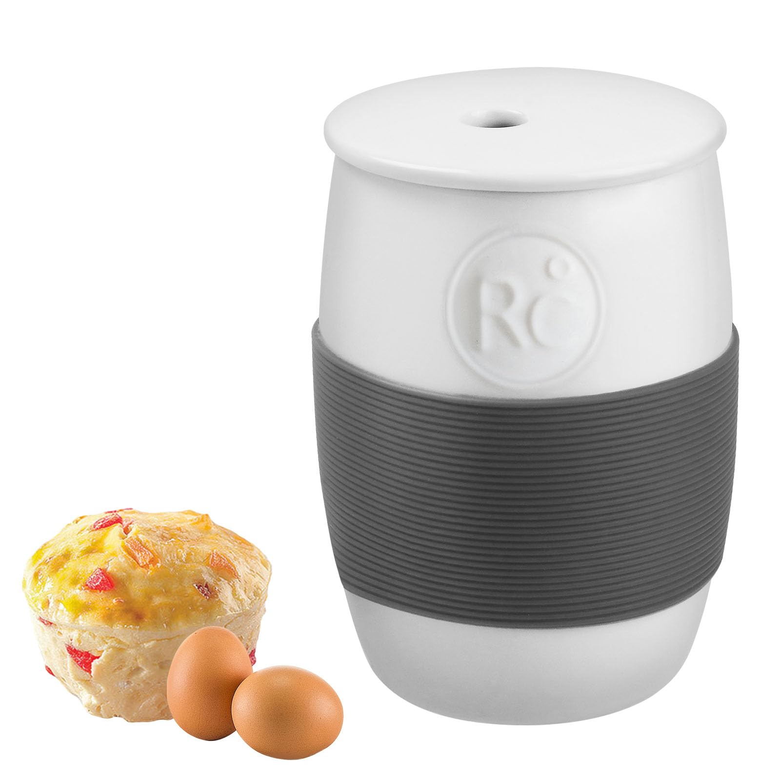 ReneeChef cocedor huevos cerámico para microondas, práctico y compacto.