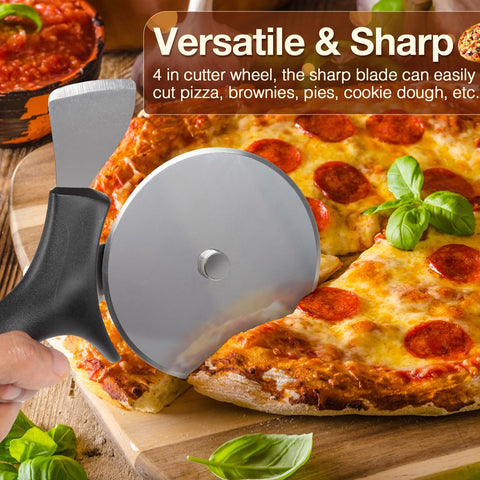 ReneeChef cortador-pizza-acero-inoxidable ofrece durabilidad y limpieza fácil.