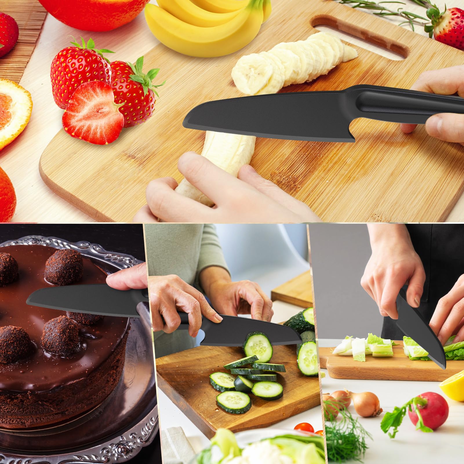 ReneeChef cuchillo nylon diseño compacto de 5 pulgadas, manejo cómodo.