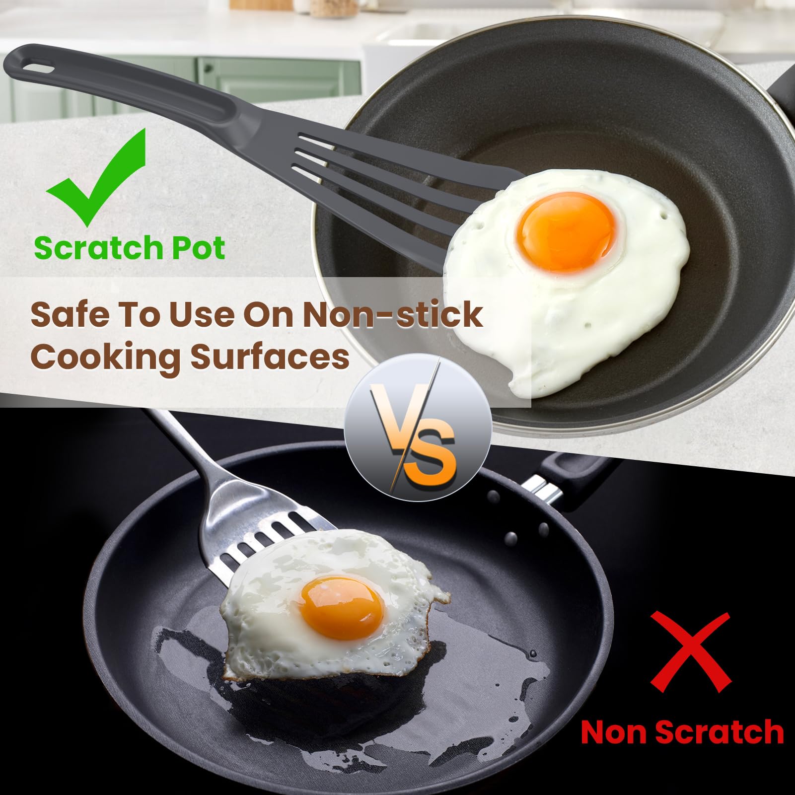 ReneeChef espátula ranurada, diseño ergonómico para agarre cómodo