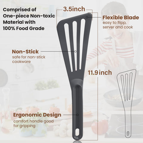 ReneeChef espátula ranurada para filete, drenaje de grasa sin perder forma