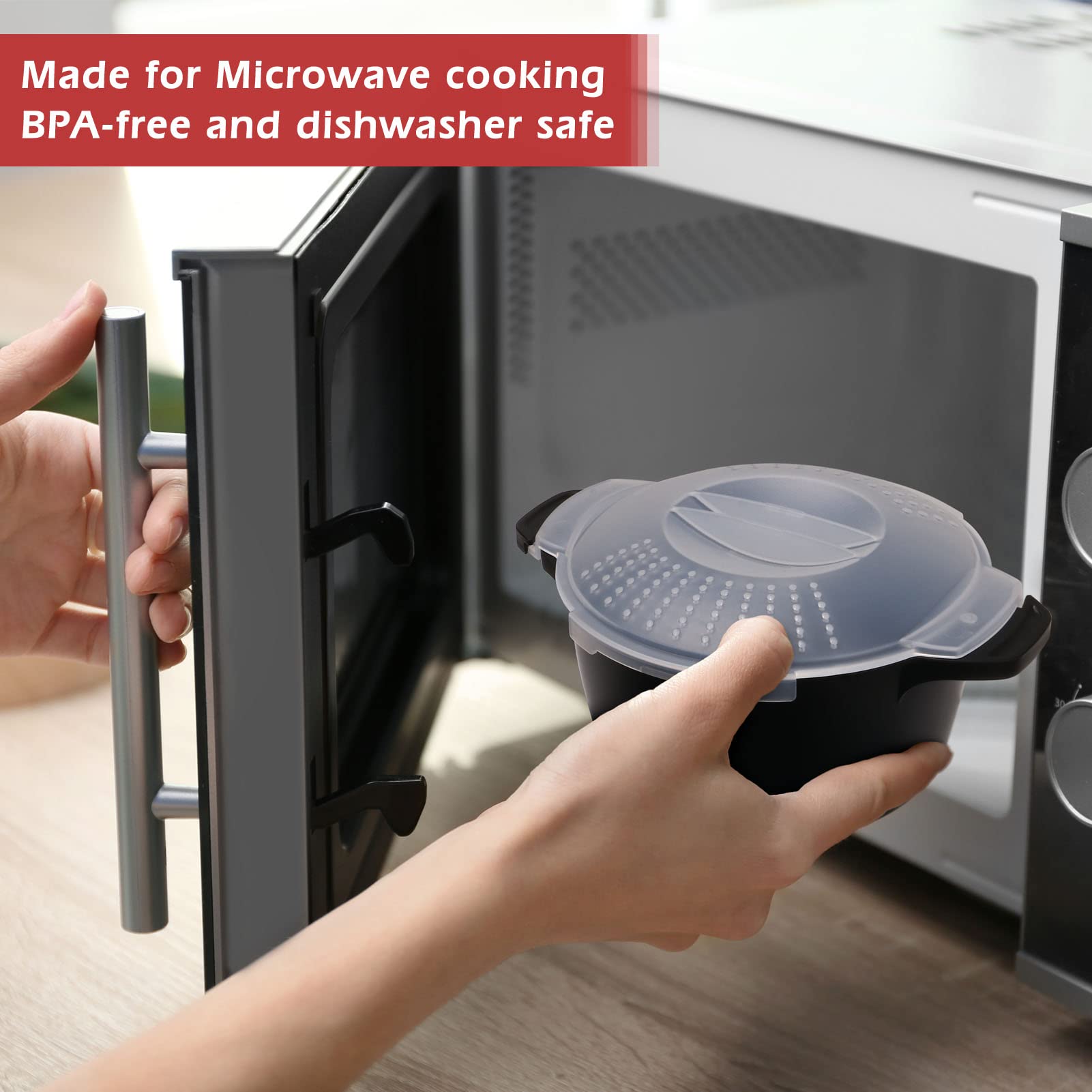 ReneeChef Vaporera Microondas 1 Cuarto - medidas interiores para porciones precisas