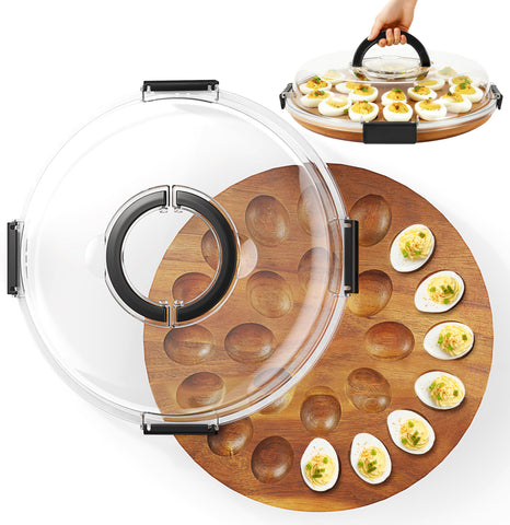 Renmxj bandeja para huevos deviled con 24 porciones para reuniones