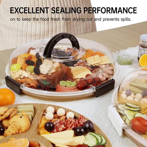 Renmxj tabla con 5 compartimentos para quesos, frutas y frutos secos.