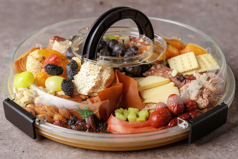 Renmxj charcutería redonda con tapa transparente para servir aperitivos con estilo.