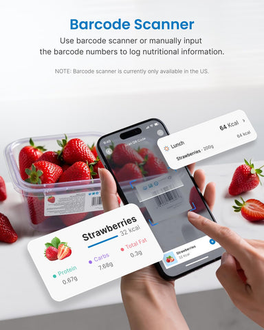 Renpho Escala Digital de Cocina convierte unidades entre gramos, onzas y mililitros.