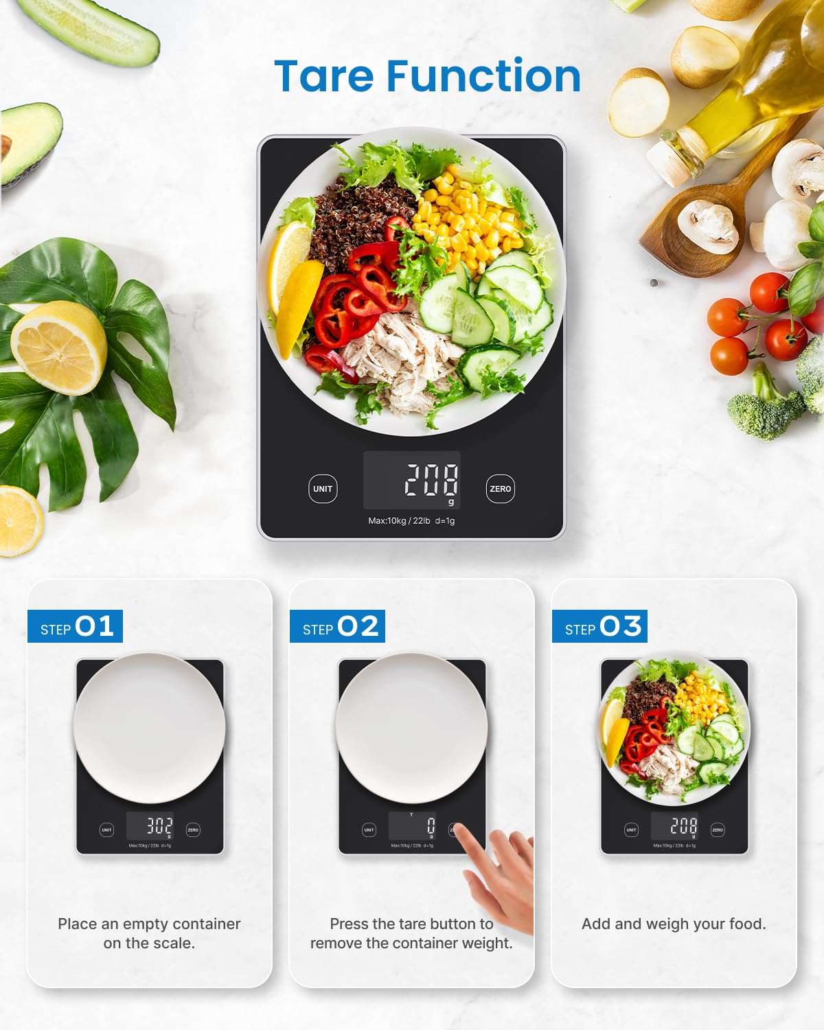 Renpho Escala Digital de Cocina uso diario práctico en cocina y horneado.