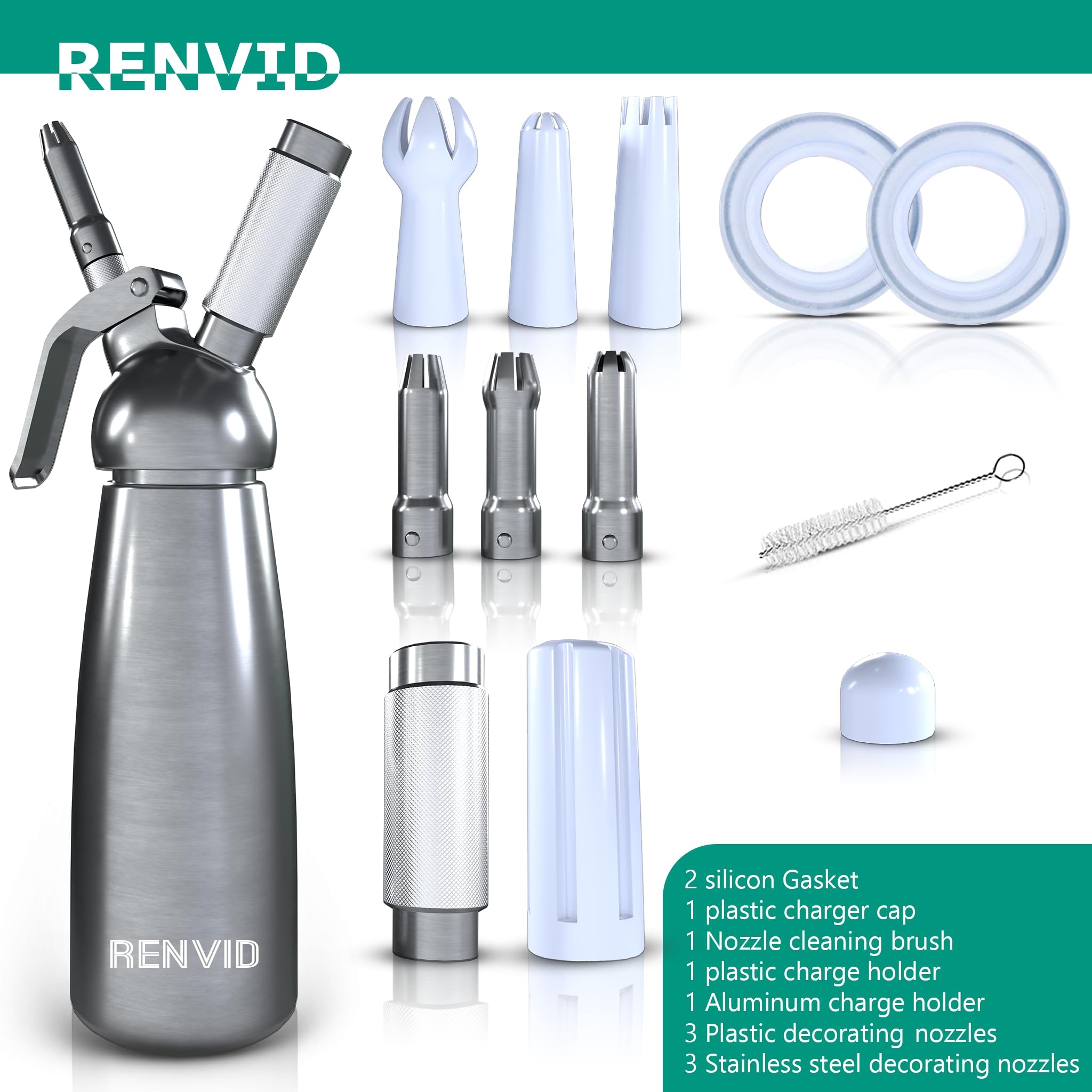 Seis boquillas para decoración en RENVID crema batida