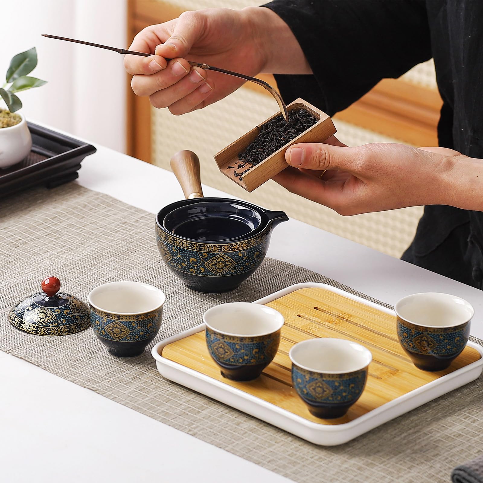 REOWONU set te chino compacto, ideal para viajes y reuniones pequeñas.