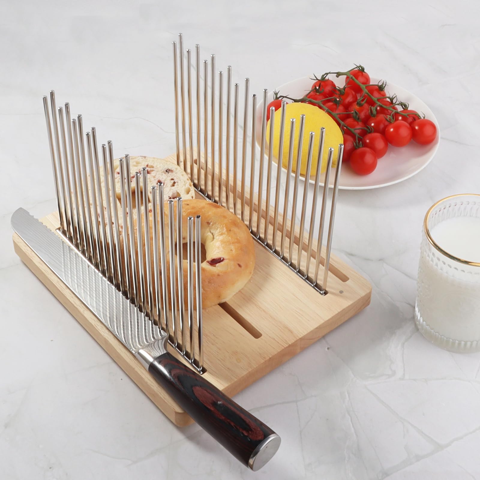 Resbywarm rebanadora pan guía de ancho ajustable para panes variados