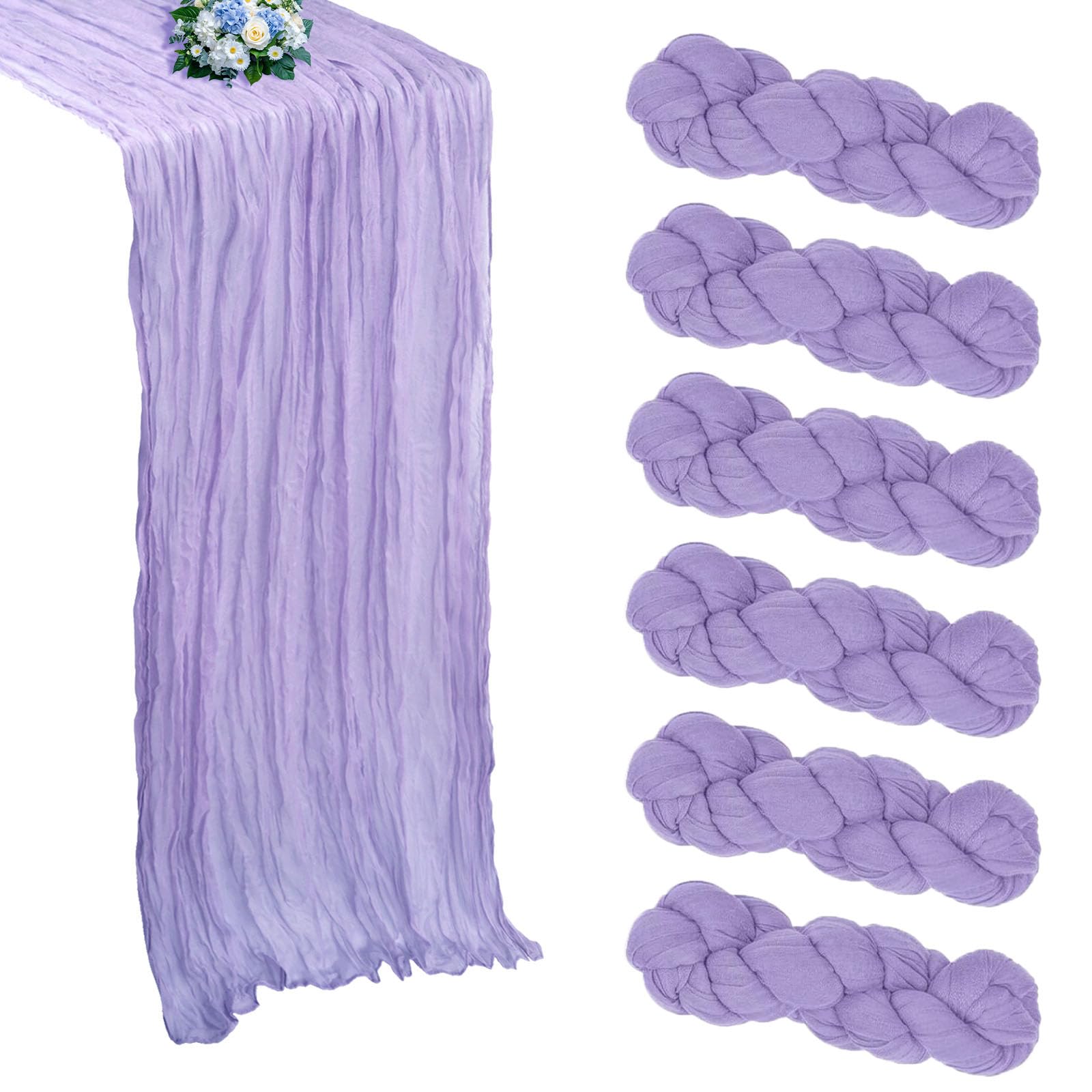 RestfulGlow camino de mesa de gasa lavanda de 10 pies para eventos elegantes.