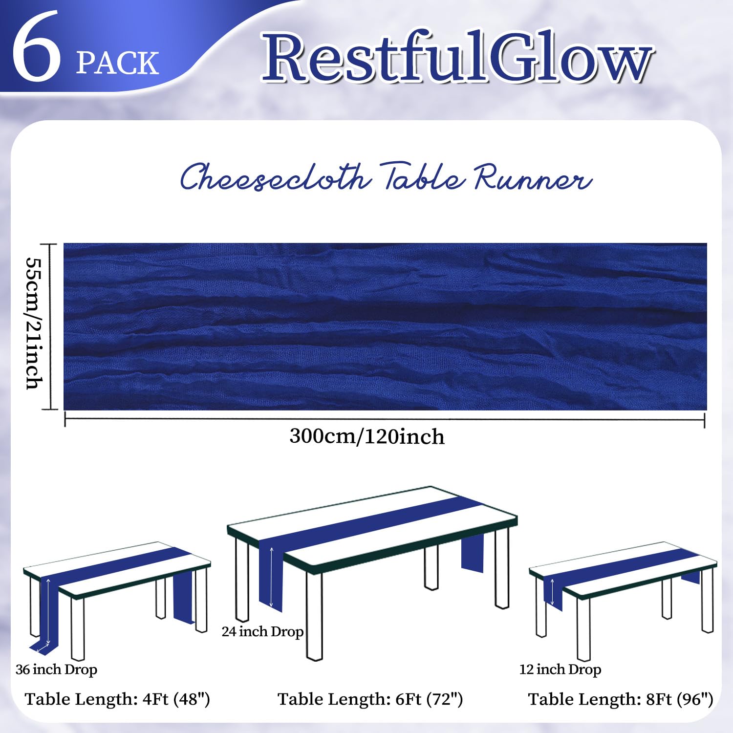 Detalle de textura de gasa azul real en RestfulGlow