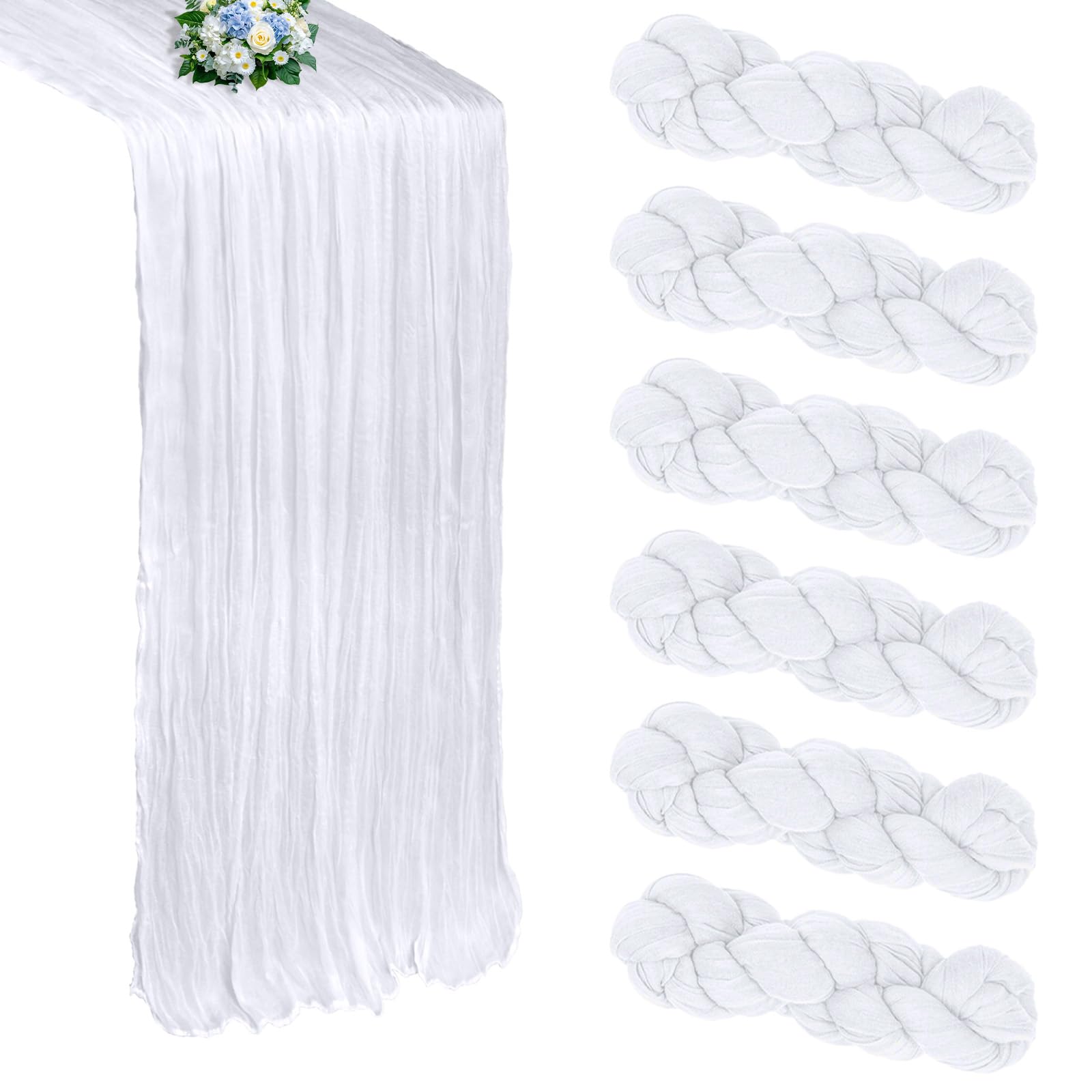 RestfulGlow mantel de gasa blanco de 10 pies, ideal para bodas y fiestas.