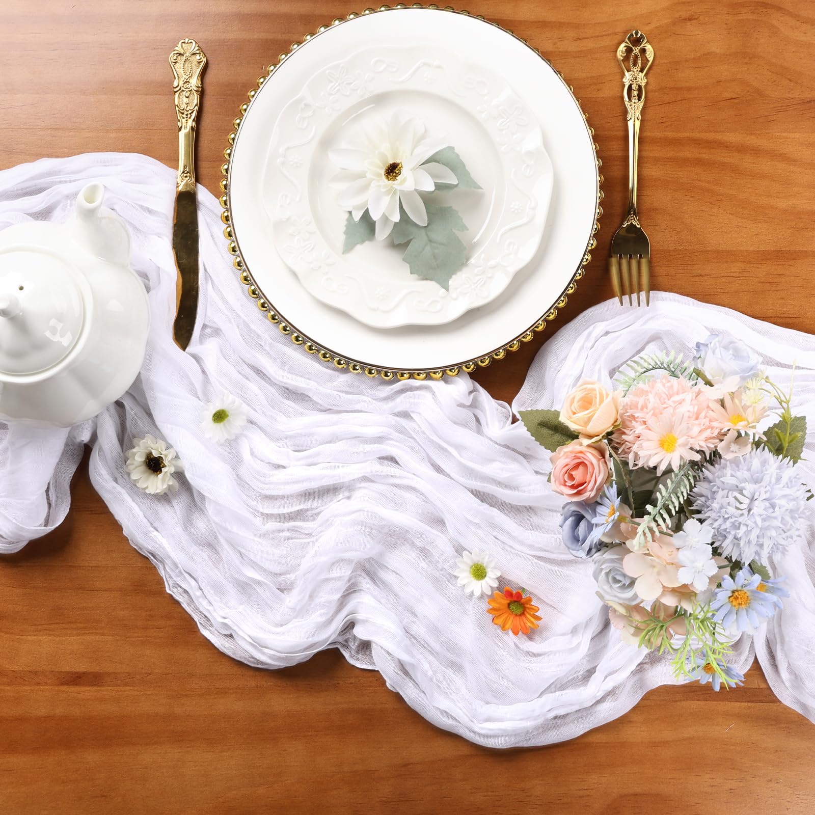 RestfulGlow mantel de gasa blanco, ligero y reutilizable para eventos.