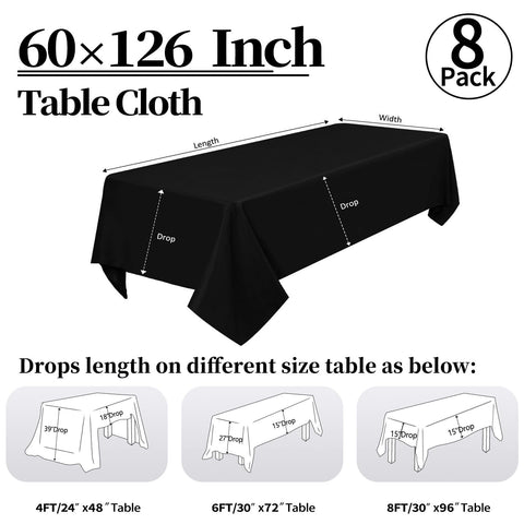 Mantel RestfulGlow negro rectangular 60x126 pulgadas detalle de pautas