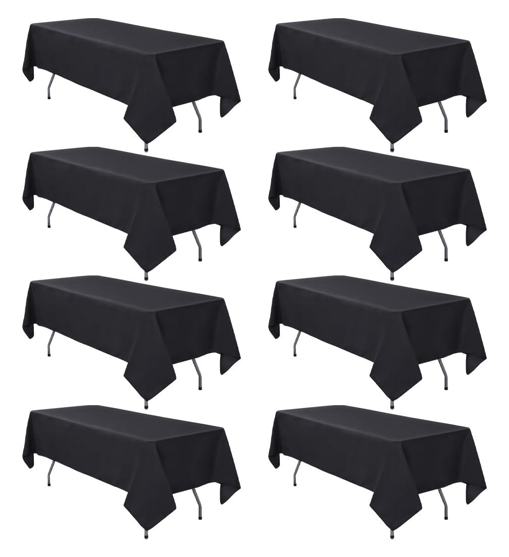 Mantel negro RestfulGlow rectangular 8ft para mesa de boda elegante
