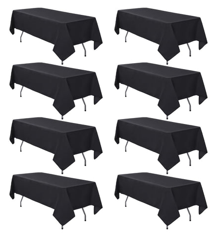 Mantel negro RestfulGlow rectangular 8ft para mesa de boda elegante