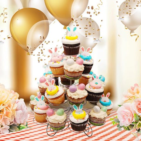 Porta cupcakes Resulzon y tartas de 4 niveles para una presentación atractiva