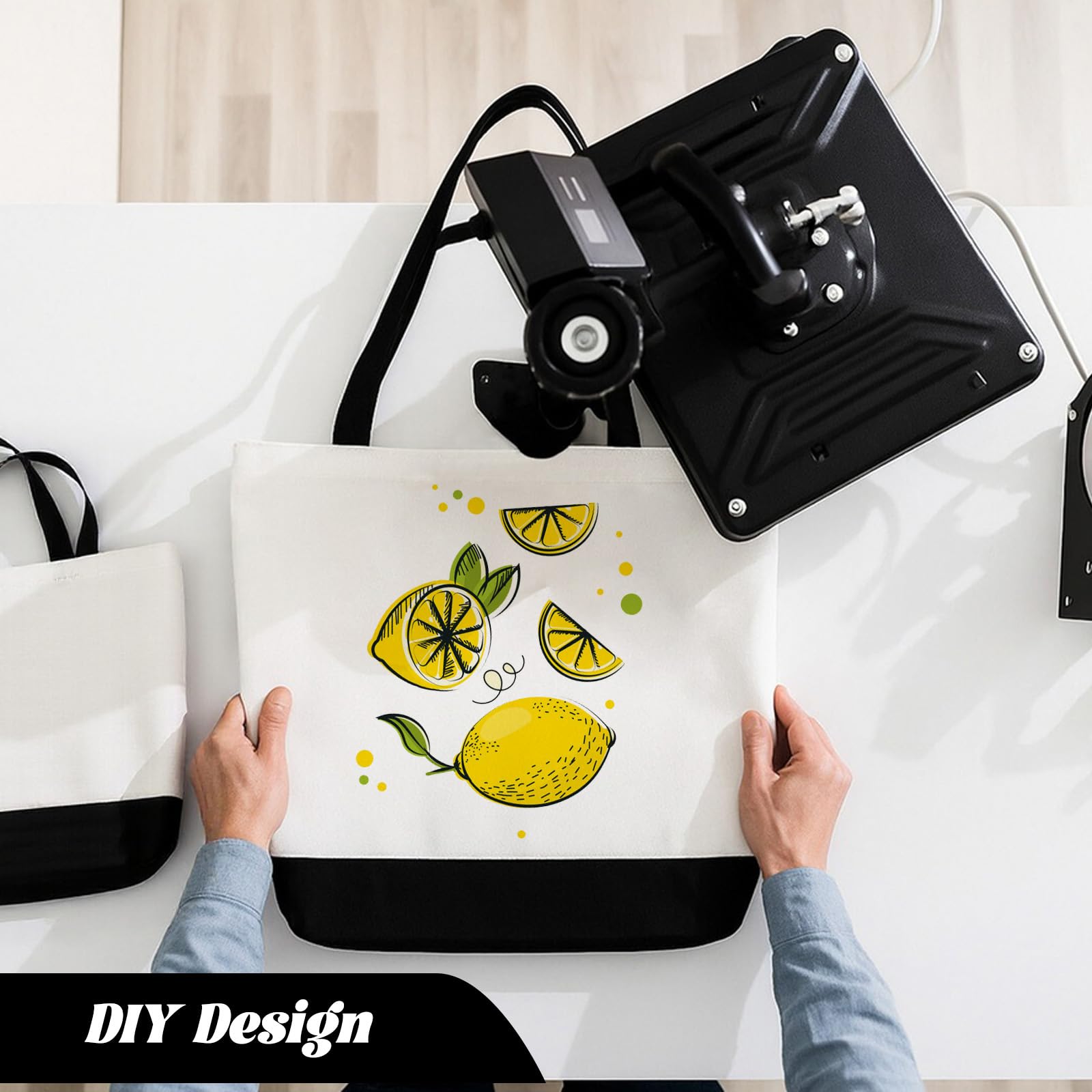 Retainbre bolsas sublimación canvas, vista trasera, perfectas para transporte diario y estantería.