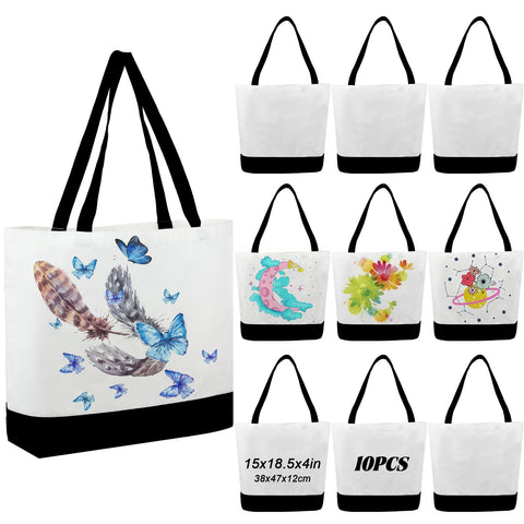 Retainbre bolsas sublimación canvas, vista frontal, ideales para personalizar con diseños únicos.