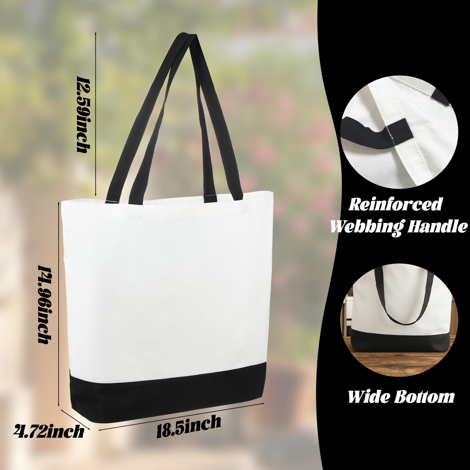 Retainbre bolsa con mango reforzado, detalle de costuras, duradera para uso repetido.