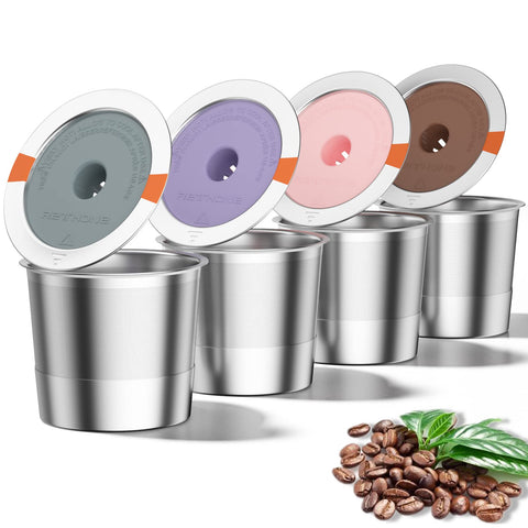 RETHONE K-Cup reutilizable de acero inoxidable con sellado seguro.