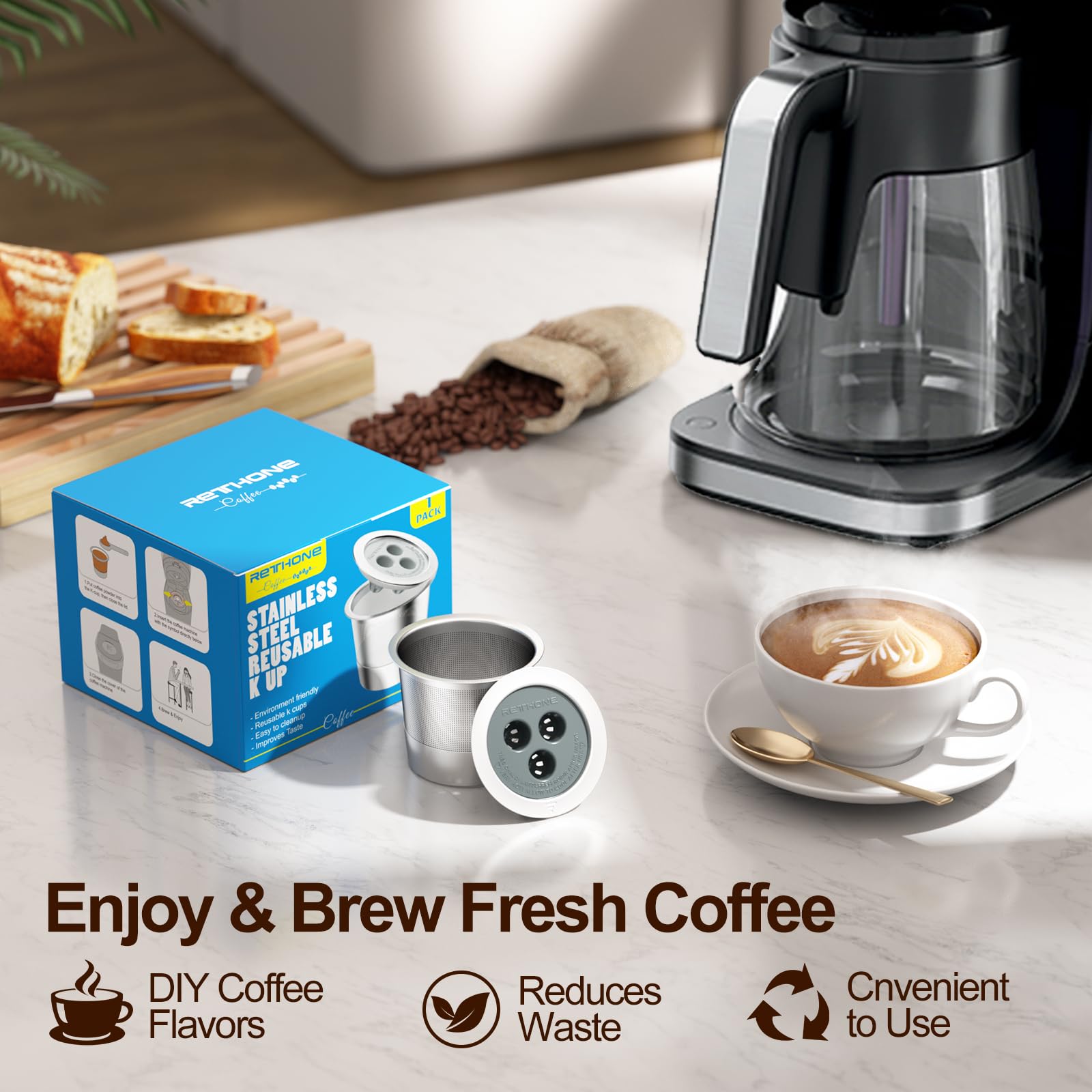 RETHONE cápsulas K compatibles con Ninja Dual Brew Pro para flexibilidad.