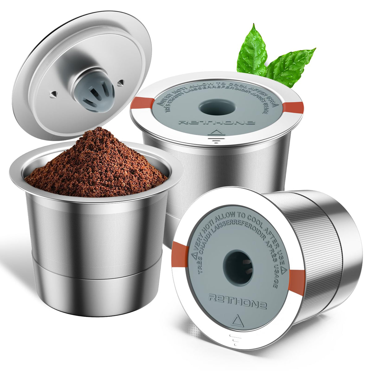 RETHONE tazas reutilizables para Keurig muestran compatibilidad amplia para varias máquinas.