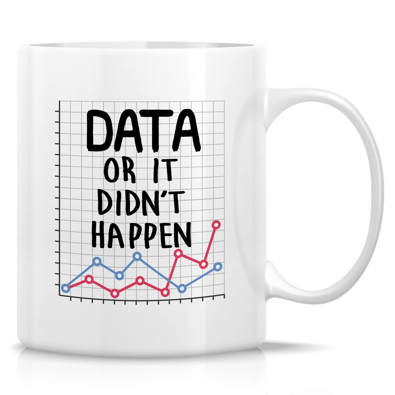 Taza Retreez con diseño divertido de datos, perfecta para café diario.