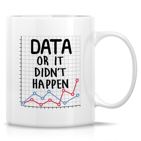 Taza Retreez con diseño divertido de datos, perfecta para café diario.