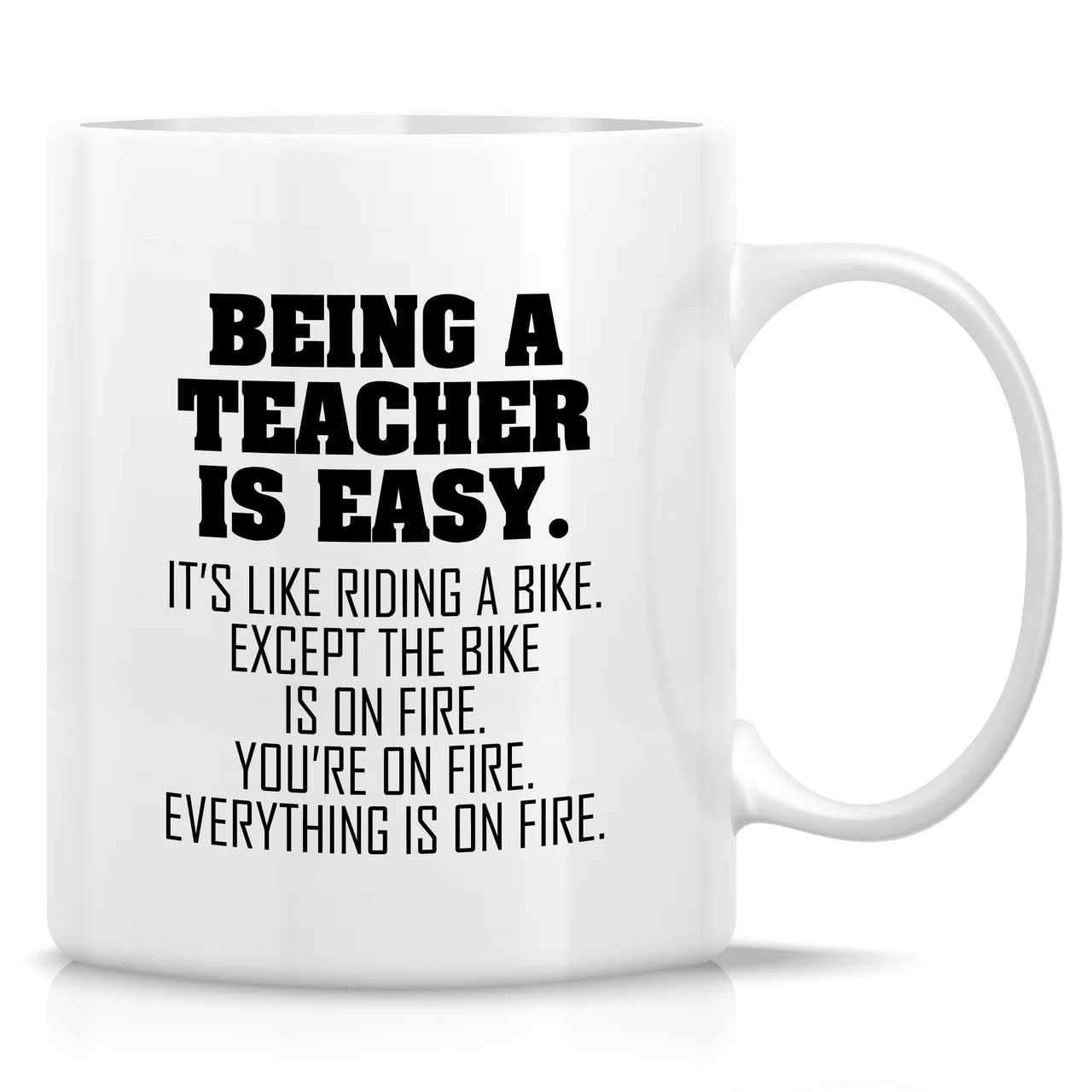 Retreez taza divertida para maestra con bici en llamas, regalo ideal.