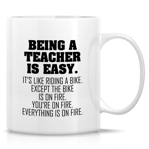 Retreez taza divertida para maestra con bici en llamas, regalo ideal.