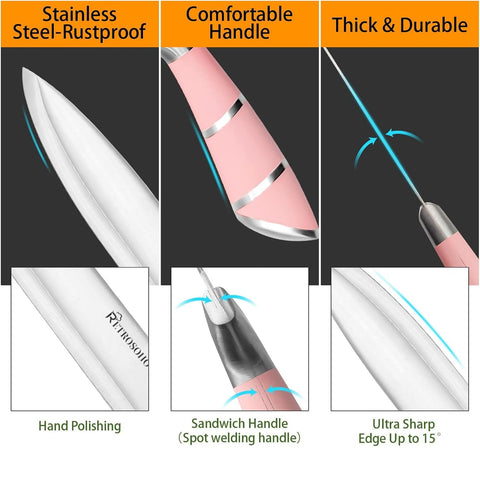 Cuchillo para pan rosa Retrosohoo ideal para cortar hogazas con facilidad.