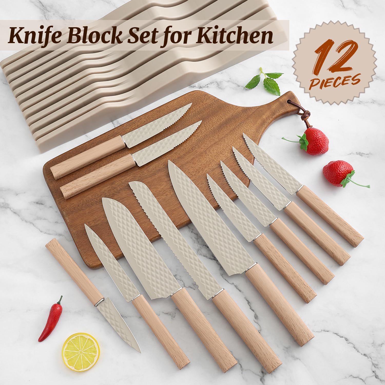 RETROSOHOO cuchillo santoku 6,3 pulgadas versátil para verduras y carne