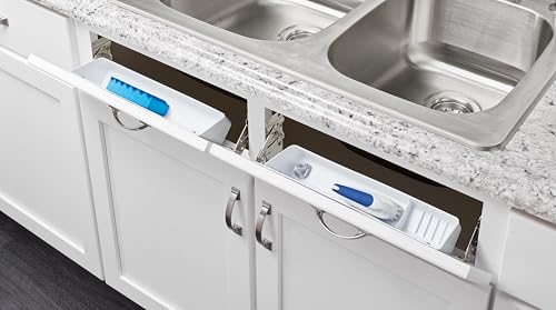 Rev-A-Shelf bandeja tip-out 14 pulgadas blanca dentro de un gabinete