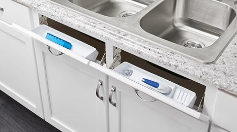 Rev-A-Shelf bandeja tip-out 14 pulgadas blanca dentro de un gabinete
