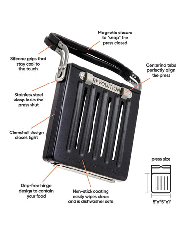 Revolution Toastie Press para panini, sellado rápido con calor conductivo