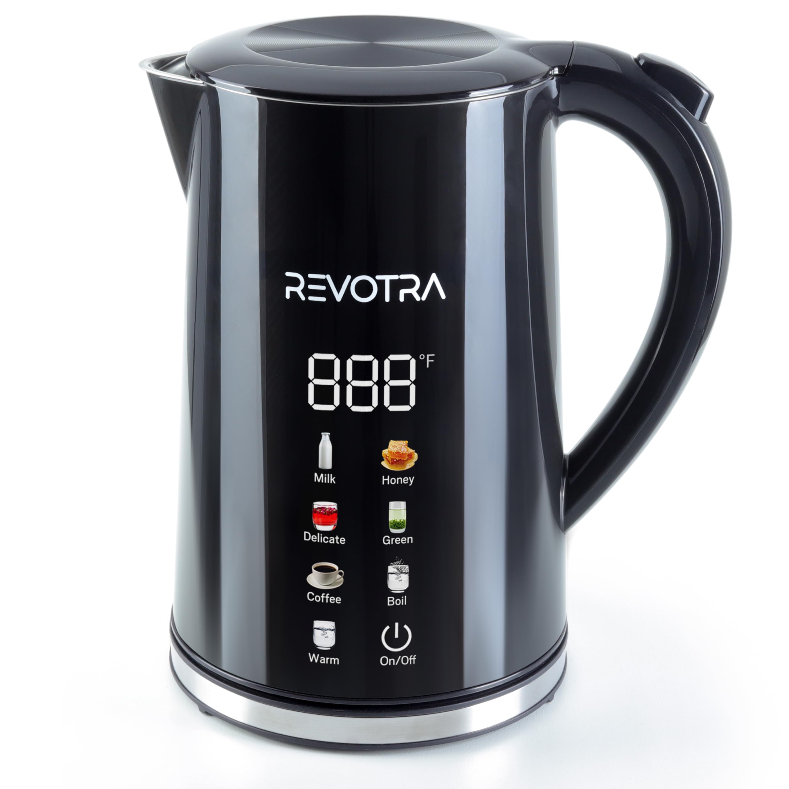REVOTRA 1.7L olla eléctrica con interior de acero inoxidable para bebidas puras y sabor intacto