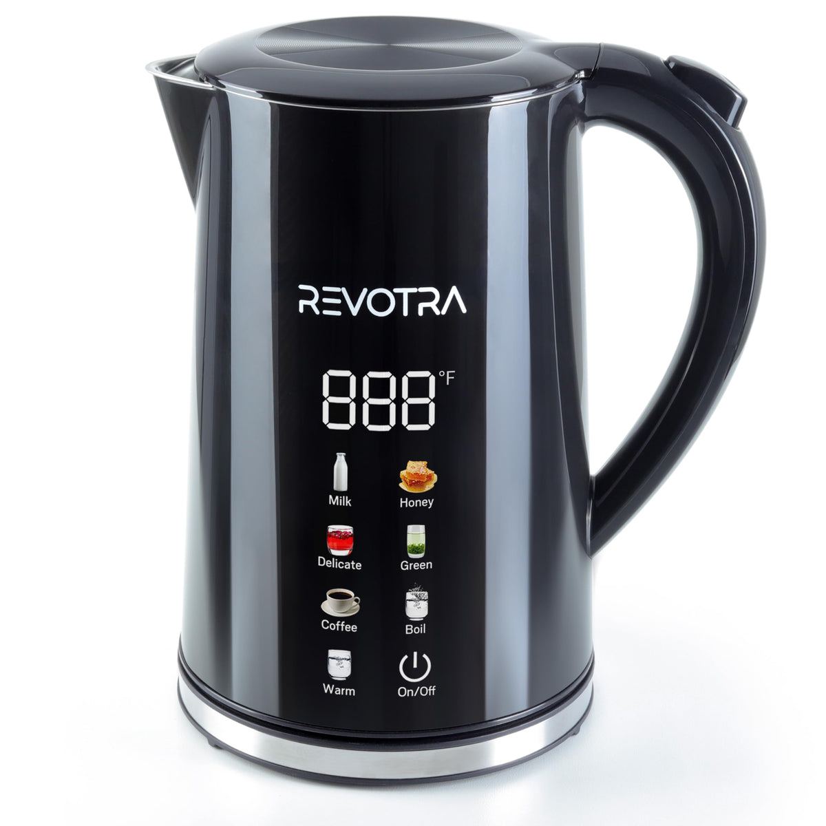 REVOTRA 1.7L olla eléctrica con interior de acero inoxidable para bebidas puras y sabor intacto