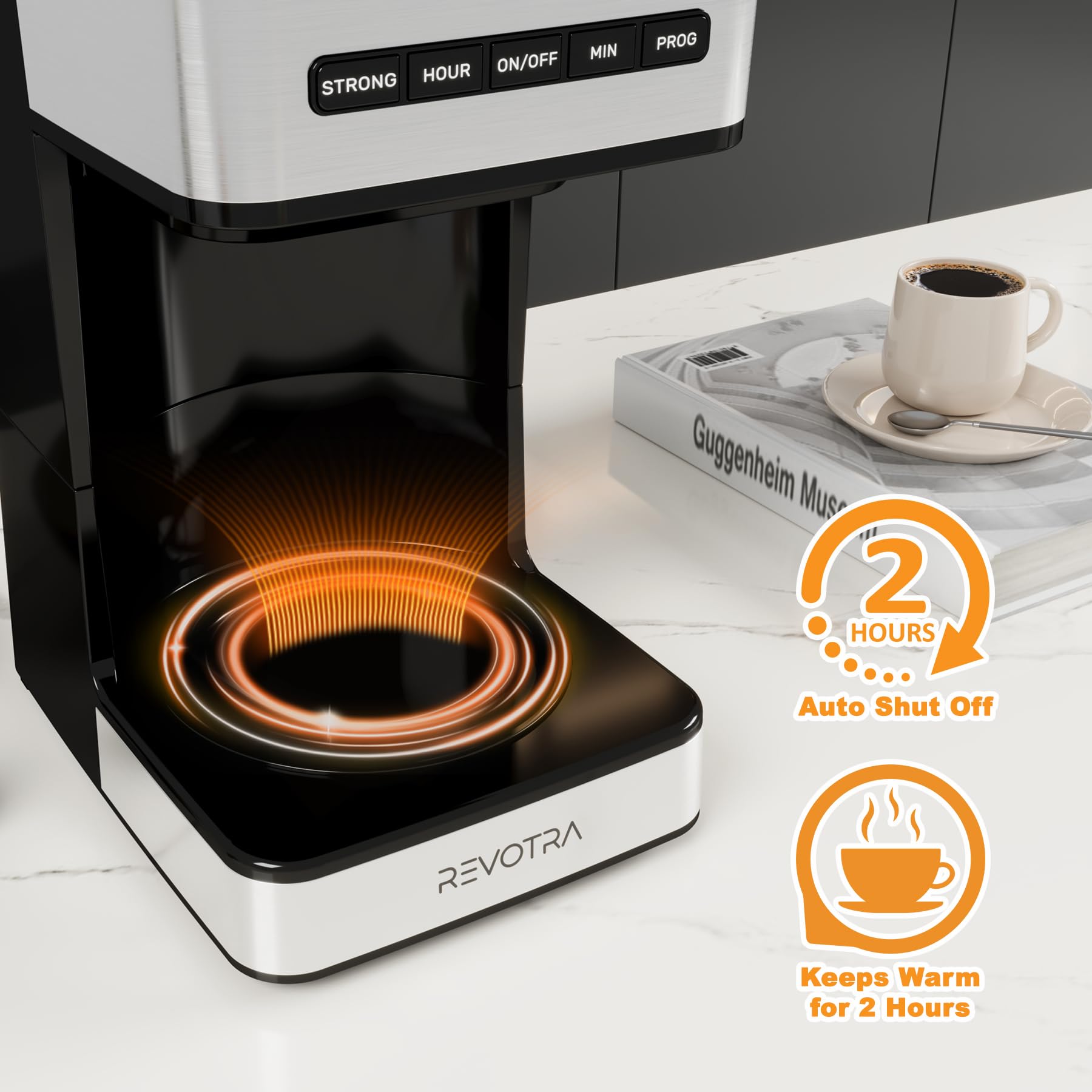 REVOTRA cafetera modo 1-4 tazas para porciones pequeñas óptimas.
