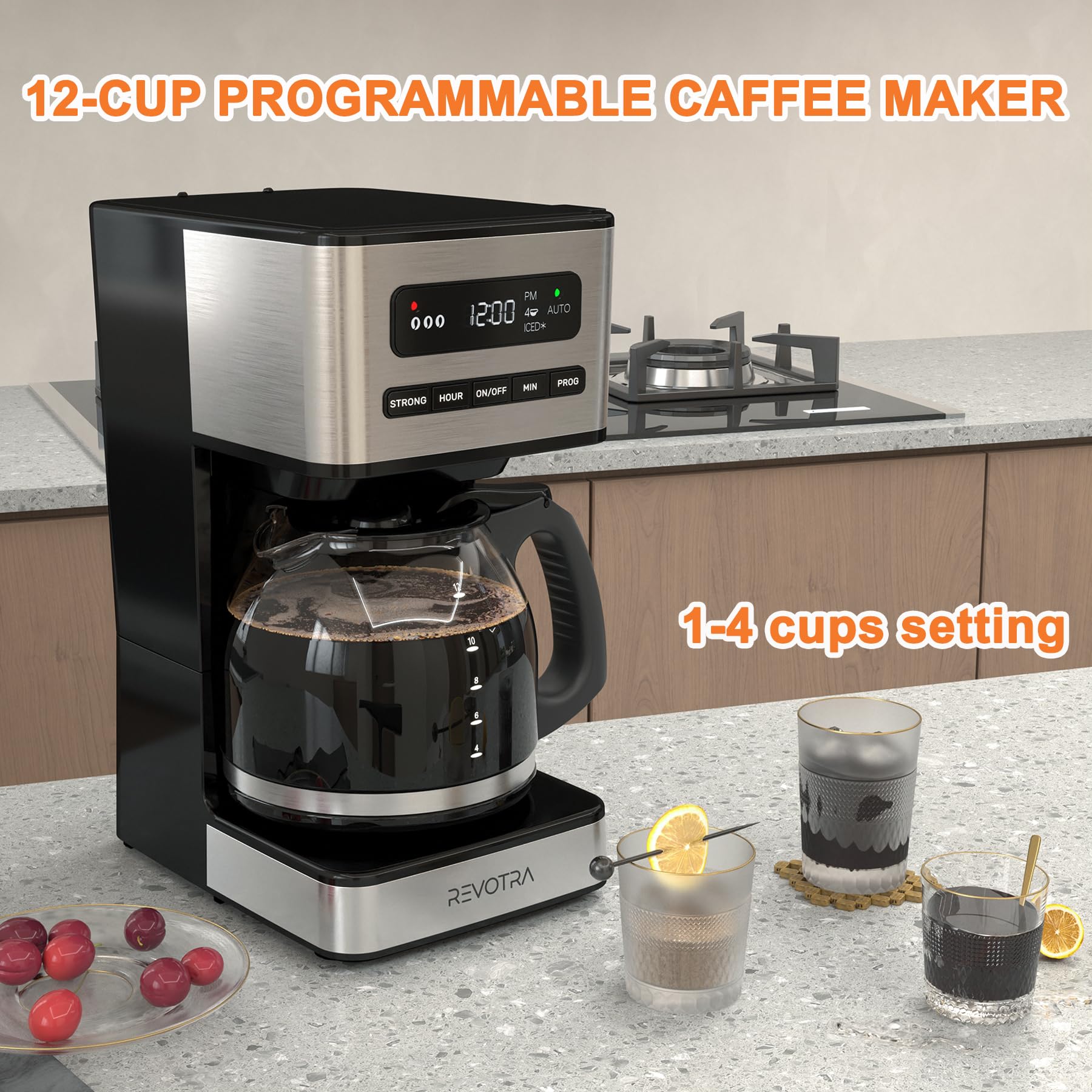 REVOTRA cafetera con temporizador de 24 horas para programar tu café.