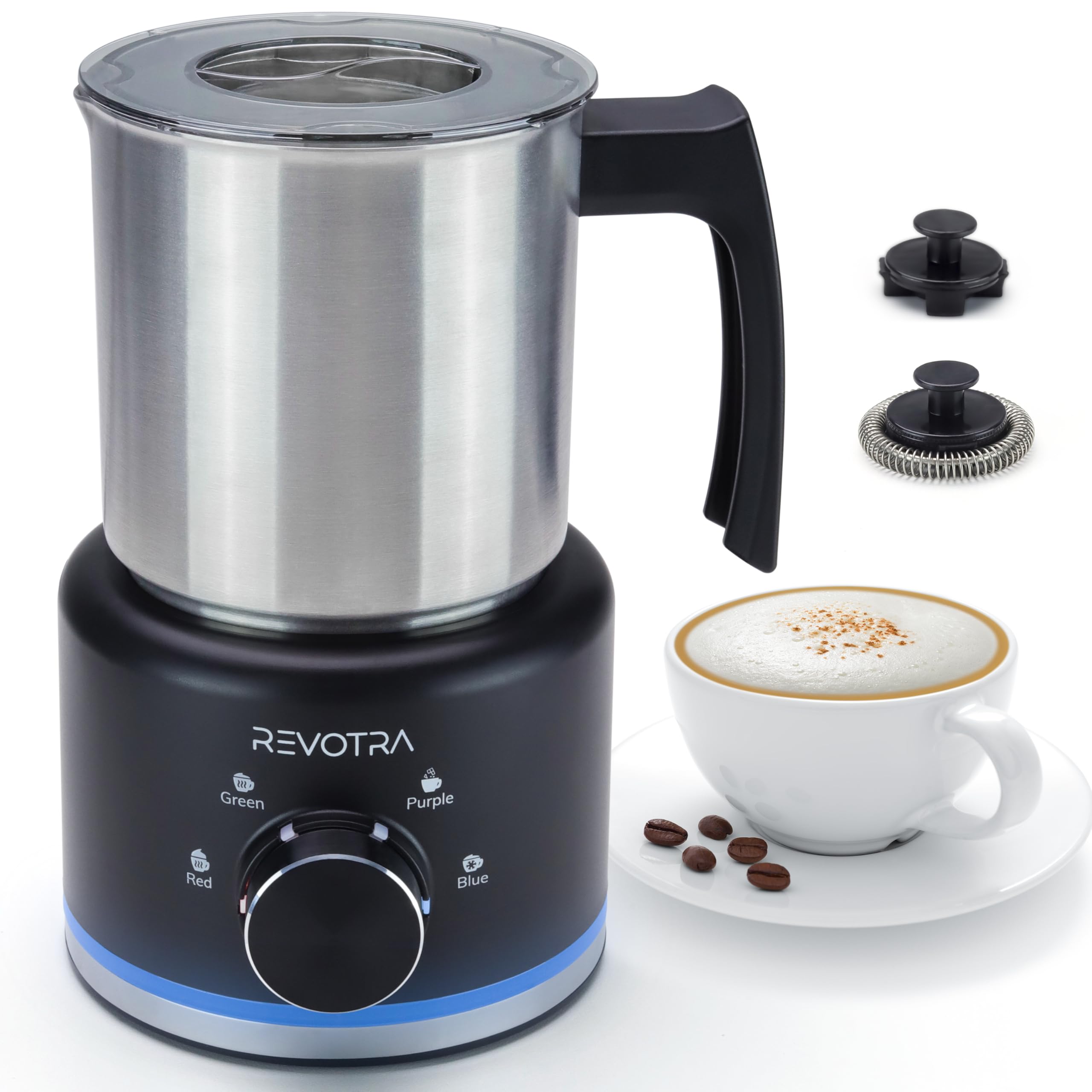 REVOTRA espumador leche 4en1 con dial para bebidas cremosas en casa