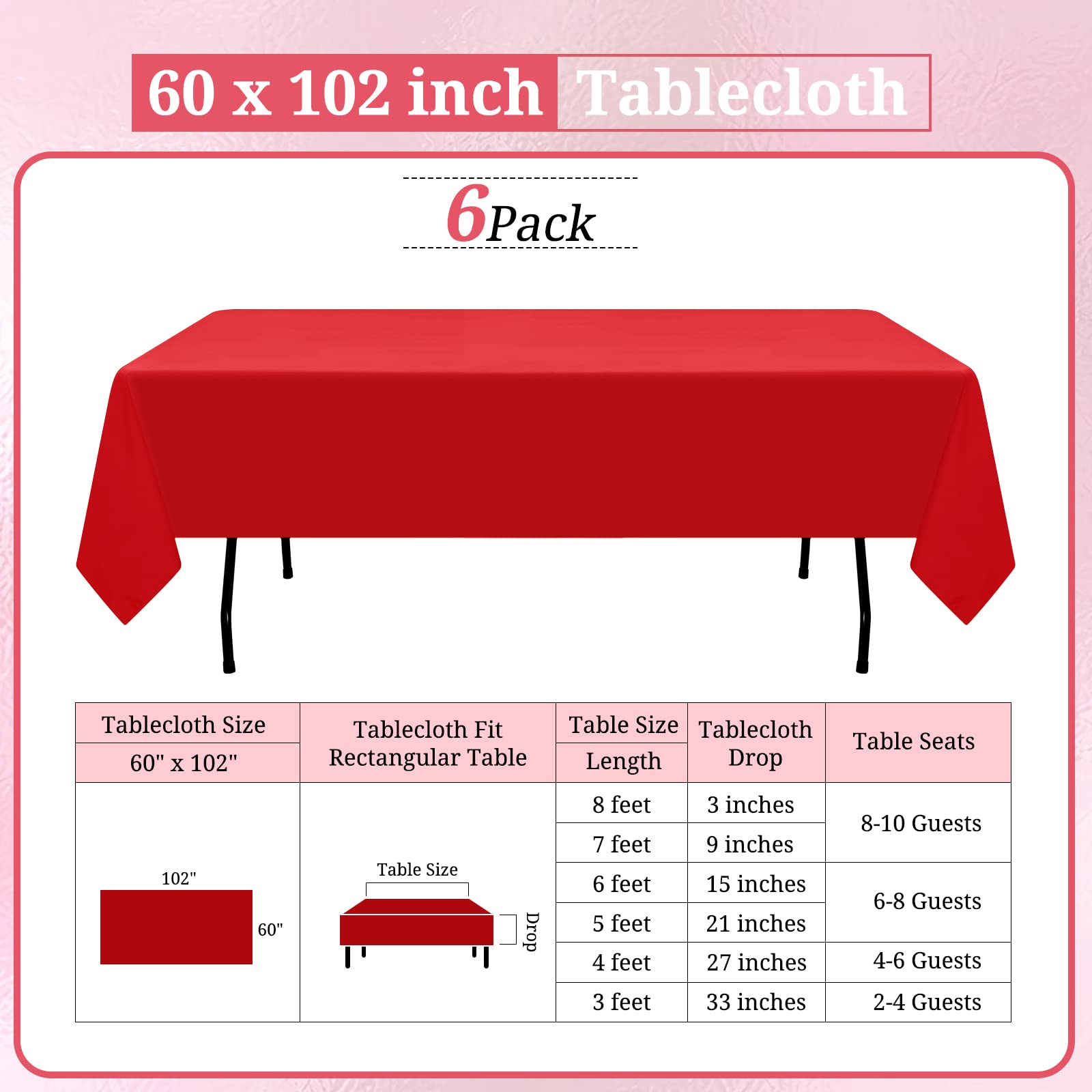 Mantel rojo REWOMC con borde doblado, aspecto elegante para eventos.