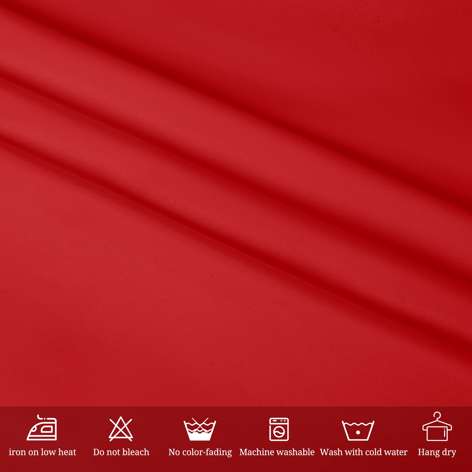 Mantel rojo REWOMC con costura fina, duradero para lavados frecuentes.