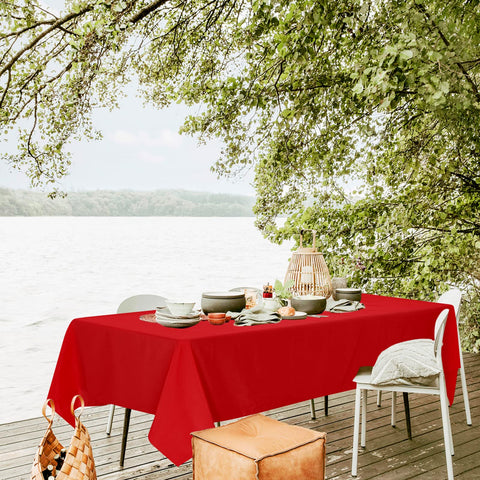 Mantel rojo REWOMC para usos múltiples, perfecto en bodas y buffets.