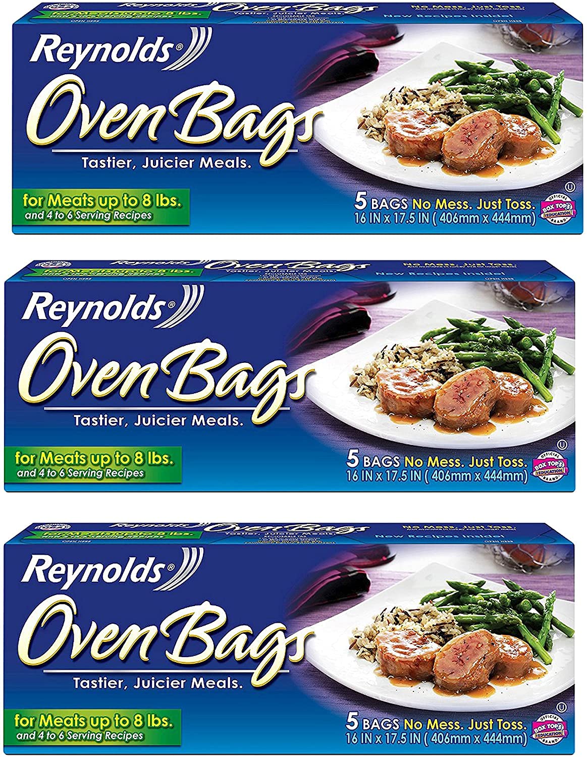 Bolsas Reynolds para horno de 16x17 pulgadas listas para asar y sellar jugos.