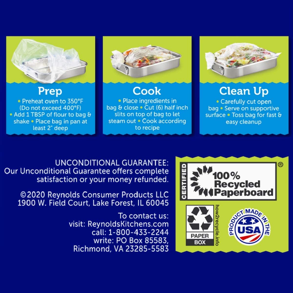 Bolsas Reynolds para horno con capacidad de hasta ocho libras para cocciones jugosas.