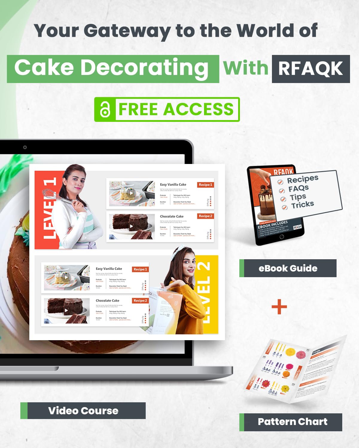 Kit de decoración en acción RFAQK: pasteles decorados con precisión.