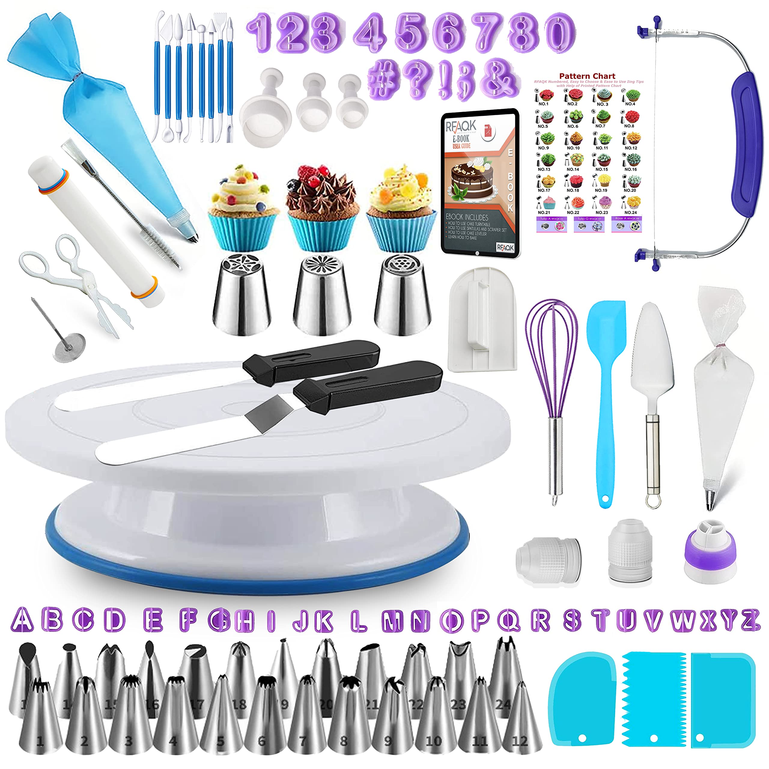 Kit RFAQK de decoración para tortas con 230 piezas para resultados profesionales.